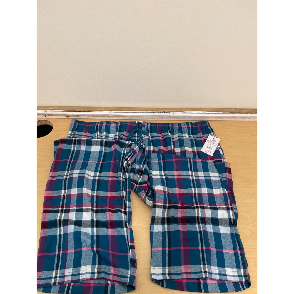 Joyspun Womens Plus Size 3X Plaid Pajama Pants Teal Pink Cotton Blend NWT